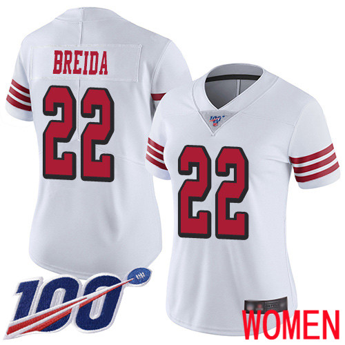San Francisco 49ers Limited White Women Matt Breida NFL Jersey #22 100th Season Rush Vapor Untouchable